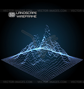 Каркасный Пейзаж Pattern. Большие данные. геометрический - иллюстрация в векторном формате