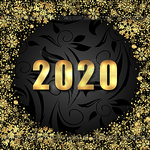 Golden Luxury Text 2020 Happy New Year with - color vector clipart