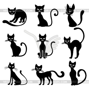 Silhouettes cats set - vector clipart