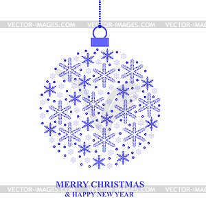 Christmas bauble of blue snowflakes - vector image