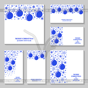 Christmas blue snowflakes and balls card and - vector clipart