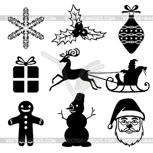 Рождественский набор иконок - векторный клипарт / векторное изображение