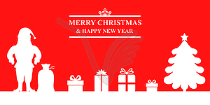 Greeting Christmas background with Santa, fir and - vector clipart