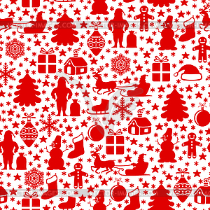 Christmas symbols pattern seamless - vector clip art