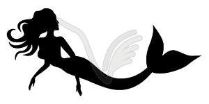 Silhouette of swimming mermaid - vector image