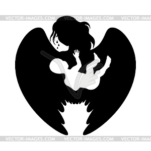 Icon of Angel mourns over child - vector image