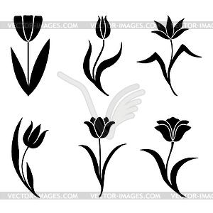 Decorative tulip icon set - vector clip art