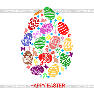 Easter card with decorative elements egg - vector image