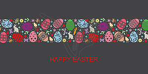 Easter decorative card with horizontal ornament - vector clipart / vector image