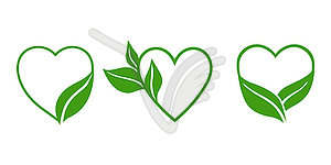 Icon of eco emblem heart set - vector image