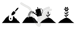 Sprouts flower set with seed in soil - vector EPS clipart