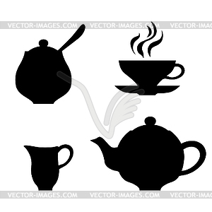 Silhouette of tea service - vector image