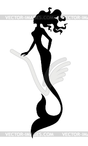 Silhouette of mermaid - vector clipart