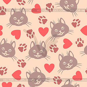 Cat muzzle pattern seamless - vector clipart