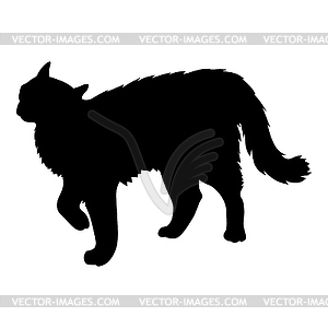Silhouette of cat showing aggressive behavior - vector clip art