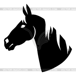 Horse head with mane profile icon - white & black vector clipart