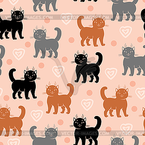 Cute cartoon cats pattern seamless - vector image