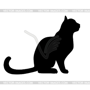 Silhouette of black cat sitting - vector image