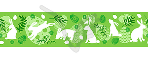 Easter horizontal pattern seamless on green - vector clipart