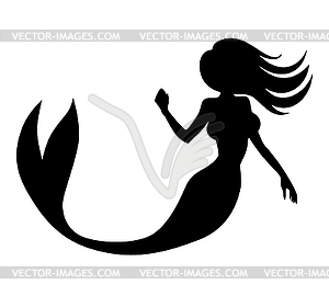 Silhouette of mermaid icon - vector clip art