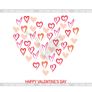 Valentines day greeting card with heart of differen - vector clip art