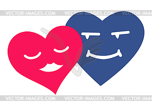 Two loving hearts icon - vector image