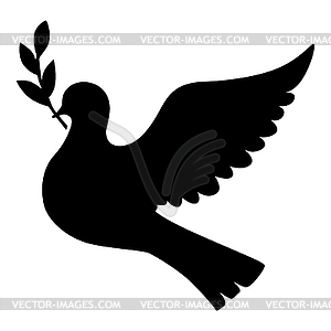 Dove with palm branch silhouette icon - vector image