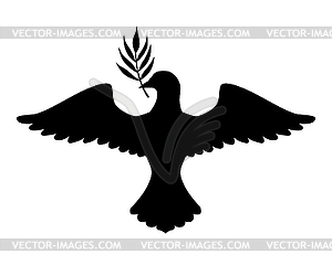 Dove with palm branch silhouette icon - vector image