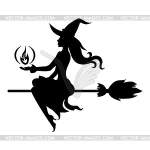 Halloween witch silhouette - vector image