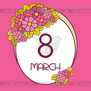 Greeting card of March 8, International Women`s Day - vector image