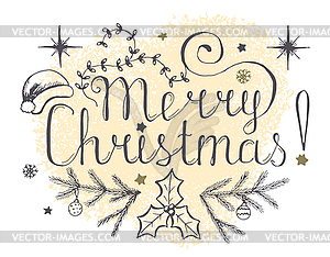 Merry Christmas Lettering Design - vector image