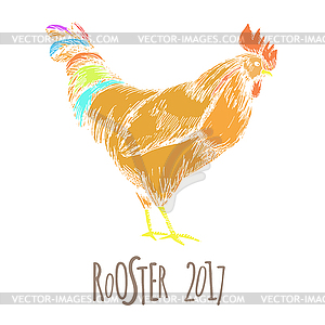 Rooster. Cock in Vintage style. Symbol of 2017 New - vector clipart