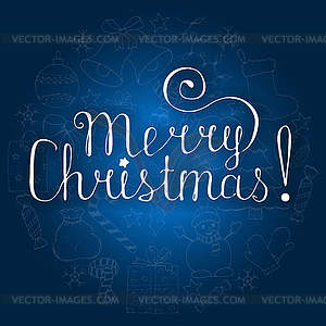 Белое Рождество надписи на синем фоне с - изображение векторного клипарта