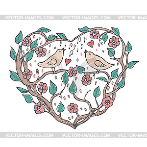 Doodle love valentine abstract card template - vector clipart