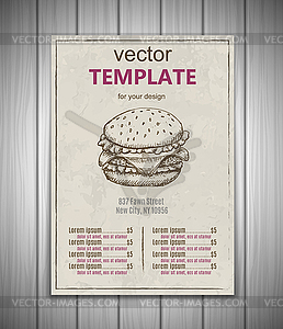 Фаст-фуд дизайн шаблона меню - графика в векторе