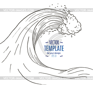 Great wave in vintage retro style - vector image