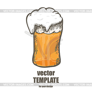 Beer. Glass with beer on background - vector clipart