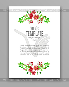 Watercolor wedding invitation design with flower - vector image