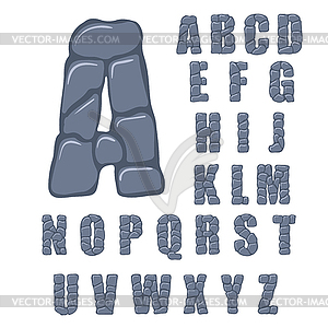 Cracked stone alphabet - vector clip art