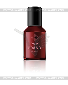 Round red glossy nail polish bottle with black - color vector clipart