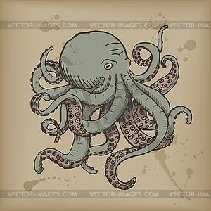 Octopus. vintage s.  - vector image