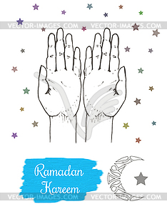 Концепция Рамадан карим. Ручное рисование изображений - иллюстрация в векторном формате