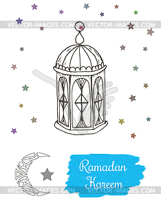 Ramadan kareem concept. Hand drawing image - vector clipart