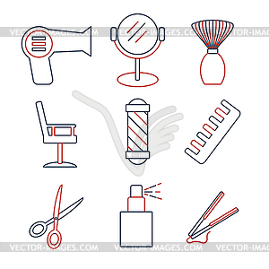 Linear barbershop icons set. Universal hairstyle - vector clip art