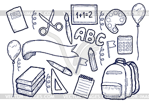 Back to School Supplies Sketchy Notebook Doodles - vector clipart