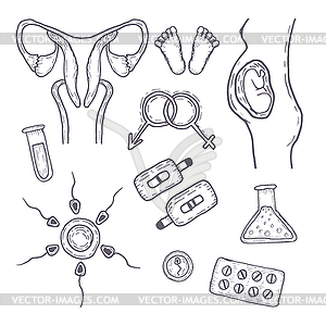 Set of icons on theme of artificial insemination an - vector clipart / vector image