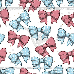 Seamless background of vintage ribbon bows - vector clip art