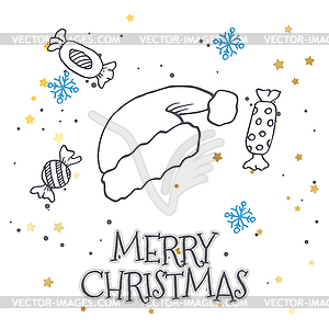 Pattern with fir trees, gift, bows, christmas - vector image