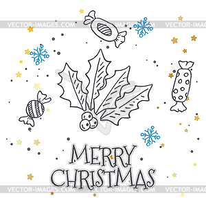 Pattern with fir trees, gift, bows, christmas - vector clipart