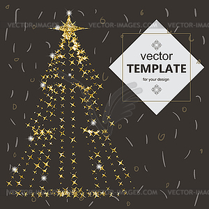 Beautiful elegant Christmas tree. on dark background - vector clipart